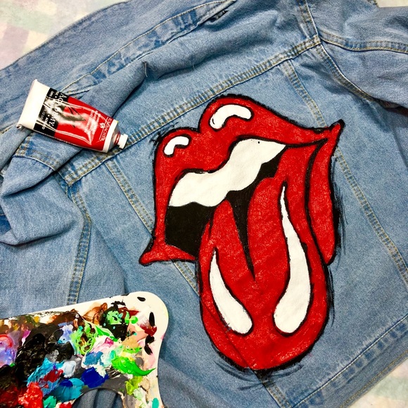 🔥 Rolling Stones custom hand-painted denim jacket - Picture 4 of 5